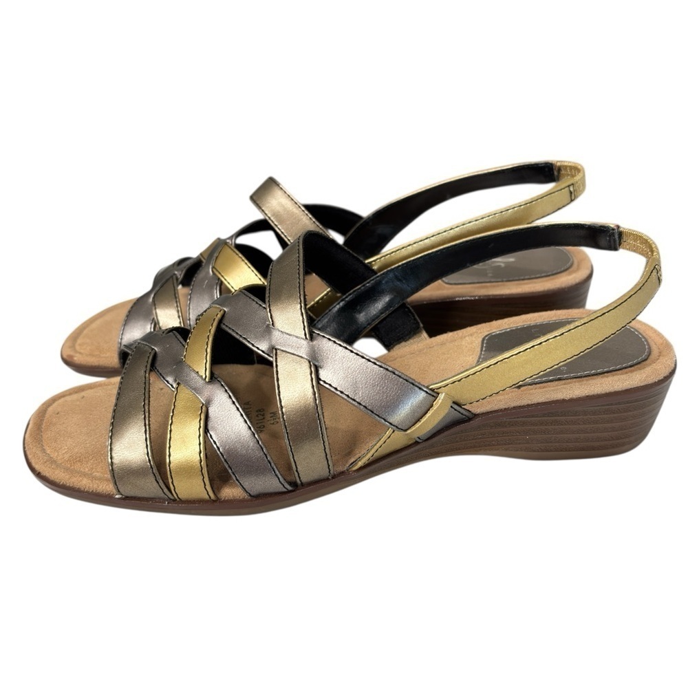 Lifestride Margarita Metallic Slingback Wedge Heel Sandals Womens Shoes Size 6.5 - Picture 14 of 15